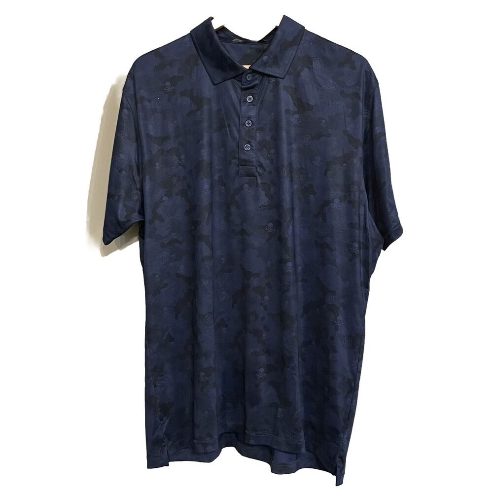 G/Fore Golf Polo Icon Skull Camo Print Performance Athletic Mens XL New